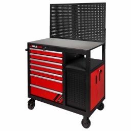 La servante d'atelier multifonctionnel HOLZMANN WW1000Multi est le compagnon idéal de tout atelier professionnel. Doté de nombreuses fonctionnalités sophistiquées, ce chariot offre une flexibilité maximale, un espace de rangement optimal et un confort de travail accru. Le WW1000Multi allie mobilité, fonctionnalité et stabilité dans un système compact : un outil indispensable pour les professionnels exigeants et les bricoleurs passionnés.
7 tiroirs faciles d'accès avec système de verrouillage centralisé pour un rangement sécurisé des outils et accessoires
Armoire latérale verrouillable pour les outils plus volumineux
Panneau perforé pratique (1040 x 600 x 20 mm) pour le montage individuel des outils
Panneau arrière compartimenté pour un espace de rangement supplémentaire
Multiprise 230 V avec 3 prises (3680 W max.), interrupteur marche/arrêt et port USB (2 x 5,4 V, 2,1 A, 10,5 W max.) : idéale pour les chargeurs ou les outils électriques
Roulettes pivotantes verrouillables (Ø 51 mm) pour une mobilité et une stabilité optimale
Grand plan de travail en acier inoxydable (dimensions : 1034 x 595 mm) : robuste, facile à nettoyer et durable
Charge totale maximale : jusqu'à 350 kg
Charge maximale sur le plan de travail : 150 kg
Charge maximale par tiroir : jusqu'à 35 kg
Charge maximale par étagère : 5 kg
Parfait pour les outils et matériaux lourds
Données sur les moteurs
Voltage
230 V / 50 Hz
dimensions
Hauteur table mm
1100
Dimensions machine mm
1040 x 600 x 1555
Servante dátelier und étagére
Nombre de tiroirs
7
Capacité charge maxi. kg
35
Dimensiones des tiroirs mm
569x400x75 (1-5); 569x400x154 (6-7)
Poids
Poids brut kg
102
Poids net kg
92
emballage
Largeur emballage mm
655
Longueur emballage mm
1.100
Hauteur emballage mm
878
Information générale
Code EAN
9120132141578
