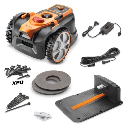 Marque:LawnmasterGarantie:1 anDescription:La facilité d'une tondeuse robot sans avoir besoin d'un câble périphérique.Technologie de navigation optique Ocumow : notre robot est équipé d'une caméra HDR ( High Definition Range) lui permettant de repérer l'herbe même dans des conditions d'éclairage à contraste élevé.Grâce à cela, il peut se déplacer de façon efficace sur votre pelouse.Ses 2 capteurs à ultrasons lui permettent de détecter tous les obstacles dans le plan vertical.Tout ce qui est vert dans le plan horizontal autorise le robot à avancer, tout obstacle de plus de 5cm dans le plan vertical le stoppe et le fait changer de direction.
Convient pour les pelouses de max 500M²Fourni avec une batterie lithium-ion 24V 4.0Ah.Equipé d'un écran LCD – i-DialEquipé d'un capteur de pluieLorsque la batterie a besoin d'être rechargée, la tondeuse retourne automatiquement à la station de charge (prise de courant extérieure requise). Temps de charge : 130 minutes.Pour les deuxièmes pelouses ou jardins sans accès à l'alimentation électrique extérieure, la tondeuse peut être utilisée en mode Drop and Mow. Chargez simplement la batterie lithium et placez la tondeuse sur la pelouse une à deux fois par semaine pendant la journée et par temps sec.Les 3 lames pivotantes peuvent être réglées pour couper l'herbe à un hauteur de 20 à 60mm. (5 positions en continu)Les roues haute qualité et le système d'entraînement puissant permettent de maîtriser des pentes allant jusqu'à 35° - 19%.Pour plus de sécurité, la tondeuse détecte et évite les obstacles grâce à la caméra HDR et aux capteurs à ultrasons.Elle dispose également d'un code Pin empêchant l'utilisation par les enfants, et de capteurs qui arrêtent les lames lorsque la machine est soulevée.Vous avez le choix entre deux fonctions de tonte, soit une coupe aléatoire, soit une coupe en spirale.Equipé du système Edge following ( suivi de bordure)Elle est équipée d'une poignée de transport qui permet de la déplacer facilement.Vu son faible encombrement, elle peut être facilement rangée.Contrairement aux robots classiques, celui-ci ne fonctionne automatiquement qu'en journée donc ne risque pas de blesser certains petits animaux (hérissons) qui sont actifs la nuit.Ce produit est garanti 2 ans.Caractéristiques :- Voltage : 24 V- Batterie intégrée : 4 Ah Lithium- Temps de travail : environ 3H (l'autonomie dépend de l'état de la pelouse)- Temps de Charge : 130 minutes environ- Station de charge AM1 zéro installation- Largeur de Coupe : 16 cm- Hauteur de Coupe : réglable 5 positions de 20 à 60mm- Type de Lame : disque avec 3 lames- Pente Maximale : 35° - 19%- Mise à jour software : OTA et USB- Capteur de levage et d'inclinaison, capteur de pluie & capteurs ultrasons + capteur magnétique- Ecran LCD + bouton de sélection (réglage et fonctionnement)- Connectivité Wi-fi et Bluetooth- Tout est contrôlé par simple pression sur un bouton via l'application intelligente OcuMow™, y compris la planification, la sécurité, les paramètres généraux, l'enregistrement des statistiques, etc…- Deux modes à sélectionner librement : Charge automatique et programmation ou « Drop & Mow » (Dépose et tonte, ce mode est le mieux adapté à une pelouse séparée)- Système de verrouillage : géolocalisation et code PinCode EAN/GLN:6939349527517Poids:15.00 kg