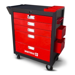 Marque:MOVITOOLSGarantie:3 ansDescription:Mettez de l'ordre dans votre atelier et retrouvez facilement vos outils grâce à cette servante 5 tiroirs et ses accessoires ! De la marque Movitools, cette servante peut supporter une charge maximum allant jusqu'à 150 kg et dispose de 5 tiroirs à roulement à billes.Ce chariot à outils en acier renforcé est équipé de panneaux latéraux perforés afin que vous puissiez l'accessoiriser facilement. Il est également doté d'une couverture plastique avec un organiseur moulé sur la partie supérieure.La servante RC5T-ACC dispose de 2 roues fixes et de 2 roues mobiles avec frein pour éviter que le chariot se déplace accidentellement lors de vos travaux.
Pour faciliter vos déplacements, elle est équipée d'une poignée. Cette servante est livrée avec un porte-tournevis, un porte-bombes ainsi qu'une poubelle.Caractéristiques :- Dimensions: 745 x 362 x 870 mm- 5 tiroirs avec roulement à billes- Équipé d'une poignée pour faciliter le déplacement- Équipé de 2 roues fixes et 2 mobiles avec frein- Charge max: 150kg- Acier renforcé- Accessoirisé: 1 porte tournevis, 1 porte bombes, 1 poubelle- Couverture plastique avec organiseurs moulés- Panneaux latéraux perforés pour accessoiriser- Couleur époxy, antirouilleCode EAN/GLN:5411074174347Poids:33.00 kg