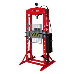 Convient pour le pressage, la flexion, le redressement, le montage et le démontage des roulements, arbres, etc.
Equipé d‘un manomètre qui indique la force de pression
Actionnement du vérin par une pompe à main.
Parfait complément des ateliers, les garages, les écoles, les installations agricoles, etc.
Retour automatique du piston.
Hauteur de table réglable.
Pédale manuelle
Inclus grille de securité
avec palan
Garantie 2ans
dimensions
Plage de travail mm
166-1126
Force de compression
30 / 670 bar
Course en mm
160
Dimensions machine mm
780x750x1838
Presse d´atelier
Tampon d'empreinte Ø mm
58,5
Poids
Poids brut kg
181
Poids net kg
170
emballage
Largeur emballage mm
335
Longueur emballage mm
1.800
Hauteur emballage mm
295
Information générale
Code EAN
9120058376115