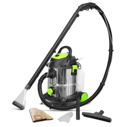 Marque:CONSTRUCTORGarantie: 3 ansDescription:La solution ultime pour un nettoyage efficace et polyvalent ! Grâce à sa puissante motorisation de 1400W et son réservoir inox de 20L, cet appareil allie robustesse et performance pour venir à bout des saletés les plus tenaces. Il aspire sans effort les liquides et les poussières, tout en offrant une fonction shampouineuse pour un nettoyage en profondeur des tapis et moquettes. Son design en inox assure durabilité et facilité d'entretien. Faites briller votre intérieur avec un seul appareil, conçu pour les tâches les plus exigeantes
Il est équipé d'un réservoir de nettoyant amovible de 3.5L et d'un tuyau d'injection / extraction permettant un nettoyage efficace de vos moquettes, tapis de sol, sièges de voiture...Cet aspirateur est aussi équipé d'une fonction soufflerie et d'un bouton permettant de secouer et donc de nettoyer le filtre cartouche sans devoir le démonter.Accessoires fournis : Flexible d'une longueur de 2M, 2 rallonges en plastique de 45cm, 1 brosse raclette pour sol, 1 suceur pour fentes, 1 filtre cartouche, 2 buses pour le nettoyage des moquettes, tapis de sol...), 1 sac papier.Caractéristiques :- Tension : 220-240V / 50-60Hz- Puissance : 1400W- Capacité max de la cuve : 20L- Matériau de la cuve : Inox- Contenance du réservoir de nettoyant : 3.5L- Dépression max : 18Kpa- Débit d'air - soufflerie : 20L/sec- Débit de liquide : 3L/H- Fonction soufflerie- Poids net : 7.8kgCode EAN/GLN:5411074242817Poids:9.00 kg