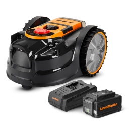 Marque:LawnmasterGarantie:1 anDescription:La facilité d'une tondeuse robot sans avoir besoin d'un câble périphérique, d'une prise électrique extérieure ou d'une application.Combine une caméra et des capteurs avec un logiciel de reconnaissance pour identifier l'herbe et naviguer autour de votre pelouse.Fournie avec une batterie lithium-ion 24V 4.0Ah et un chargeur rapide (1H), la tondeuse est prête à être utilisée dès la sortie de sa boîte.Les 3 lames pivotantes peuvent être réglées pour couper l’herbe à un hauteur de 20 à 60mm.
Les roues haute qualité et le système d’entraînement puissant permettent de maîtriser des pentes allant jusqu’à 35%.Pour plus de sécurité, la tondeuse détecte et évite les obstacles grâce à la caméra et aux capteurs à ultrasons.Elle dispose également d’une clé de sécurité empêchant l’utilisation par les enfants, et de capteurs qui arrêtent les lames lorsque la machine est soulevée.Vous avez le choix entre deux fonctions de tonte, soit une coupe aléatoire, soit une coupe en spirale.Elle est équipée d’une poignée de transport qui permet de la déplacer facilement.Vu son faible encombrement, elle peut être facilement rangée.Contrairement aux robots classiques, celui-ci ne fonctionne automatiquement qu’en journée donc ne risque pas de blesser certains petits animaux (hérissons) qui sont actifs la nuit.Ce produit est garanti 2 ans.Caractéristiques :- Voltage : 24 V- Batterie : 4 Ah Lithium- Temps de travail : 3H max (l’autonomie dépend de l’état de la pelouse)- Temps de Charge : 60 minutes environ- Largeur de Coupe : 15.5 cm- Hauteur de Coupe : réglable 5 positions de 20 à 60mm- Type de Lame : disque avec 3 lames- Pente Maximale : 35%- Convient pour terrain de 250M² max- Poids : 6.6kgCode EAN/GLN:6939349520952Poids:7.00 kg