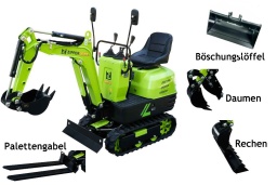 Le ZI-MBGS600 est conçu pour maximiser la productivité et économiser des heures de travail. Conception compacte qui offre d'excellentes performances dans les zones difficiles d'accès, même à l'intérieur des bâtiments et des jardins intérieurs. Cette mini-pelle est polyvalente et convient particulièrement pour les travaux dans les espaces réduits, pour creuser des fondations, des tranchées pour l'assainissement, pour le déblaiement etc. Utilise pour l'excavation, le nivellement de sol, le pelletage, le creusement de tranchées et le chargement. Cette pelleteuse est équipée d'un moteur essence de 6,3 kW . Ses chenilles caoutchouc atténuent les vibrations et sont moins bruyantes que des chaînes acier. Toutes les fonctions fonctionnent indépendamment les unes des autres pour une manipulation aisée.
mini pelle est polyvalente car équipée de différents accessoires fournis avec avec la machine et qui permettent de s'en pour de nombreux types d'opérations
Garantie 2ans
Moteur à essence de 6,3 kW avec démarrage électrique.
La vitesse de déplacement de cette mini pelle est de 1,7 km/h
Force d'arrachement au balancier de 4,36 kN ou force d'arrachement au godet de 8 kN
La hauteur maxi de déversement de 2,1 m et la profondeur maxi de fouille de 1,2 m
Avec un réservoir de carburant de 6 litres
Vitesse de rotation de 7,5 tr/min
Le bras de la pelleteuse peut pivoter de 70° à gauche et de 70° à droite.
Chenille en caoutchouc d'une largeur de 150 mm
Voie de 690 mm idéale pour les petites largeurs de passage
Livré sans huile hydraulique
Données sur les moteurs
Puissance moteur S1 W
6300
Cylindrée cc
306 10cv
Démarreur
Elektro/electric
Type de carburant
e95
Capacité du réservoir L
6
dimensions
Dimensions machine mm
2210 x 690 x 1585
Niveau puissance sonore- vibreur
Niveau de puissance sonore en dB
93
Poids
Poids brut kg
700
Poids net kg
562
emballage
Largeur emballage mm
740
Longueur emballage mm
2.275
Hauteur emballage mm
1.260
Information générale
Code EAN
9120039234953